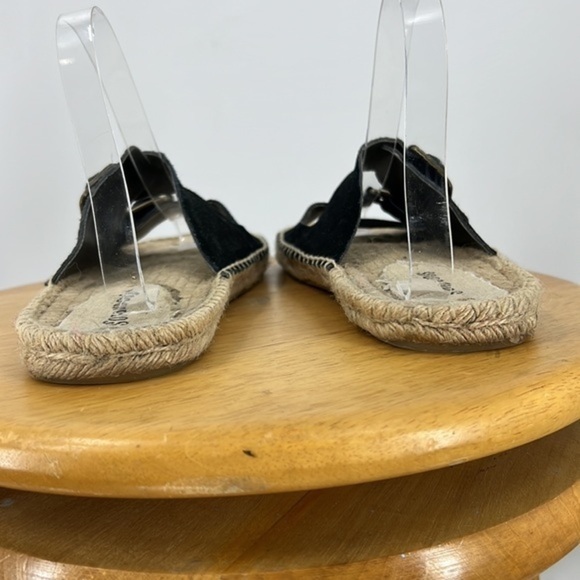 Soludos double black suede strap espadrille slide on sandal 8 - Picture 3 of 13
